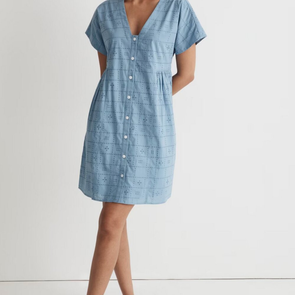 Madewell Button-Front Eyelet Mini Dress - Size L